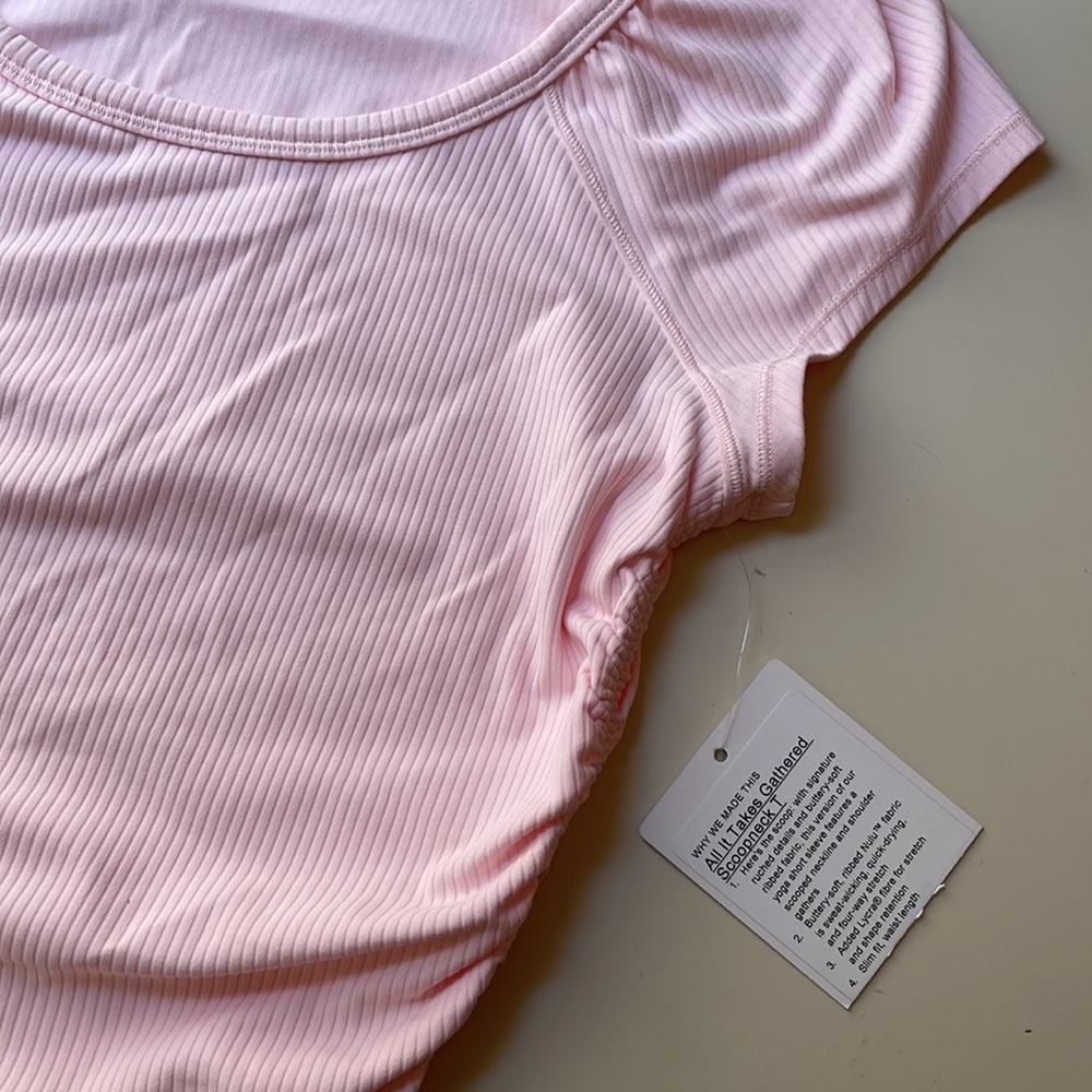 Lululemon All It Takes Pink Pearl Scoop Neck Ribbed Top Size Small - Picture 3 of 7